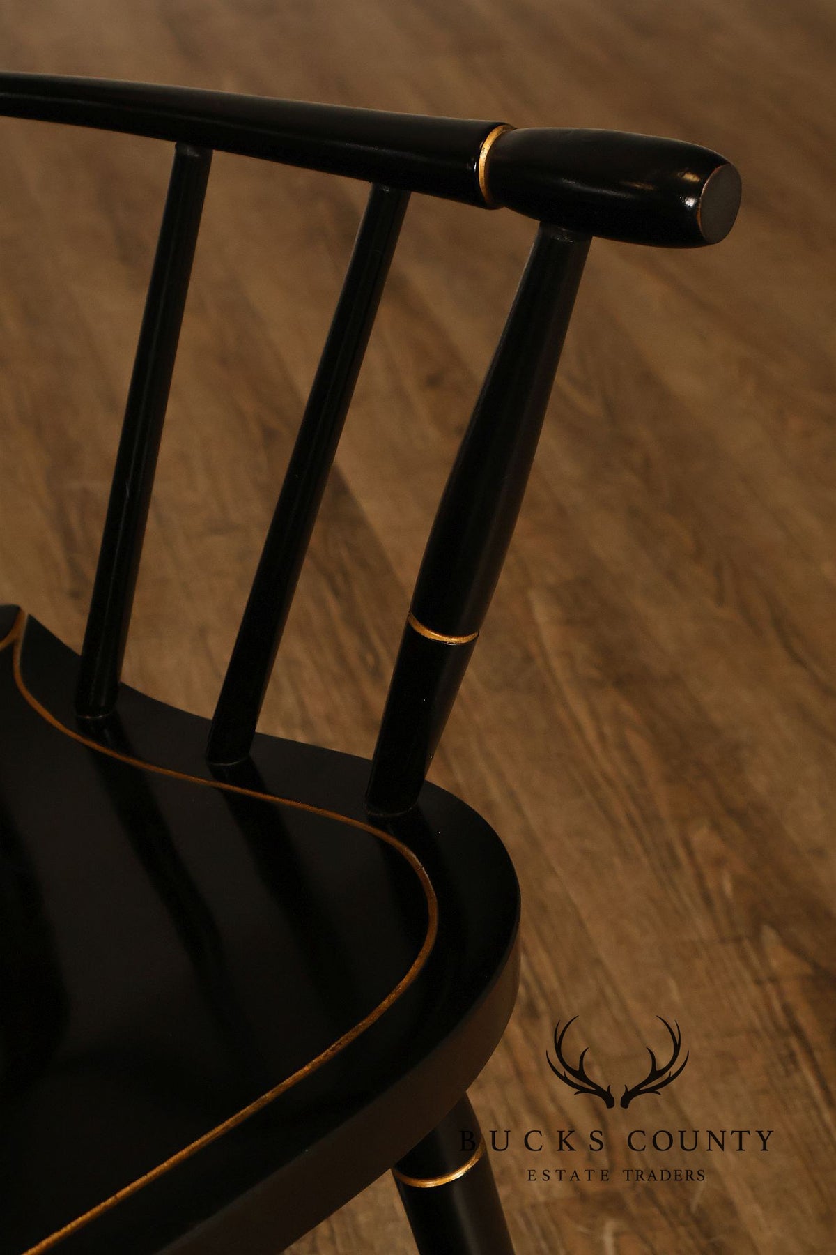 Nichols & Stone Black Stenciled Windsor Bench
