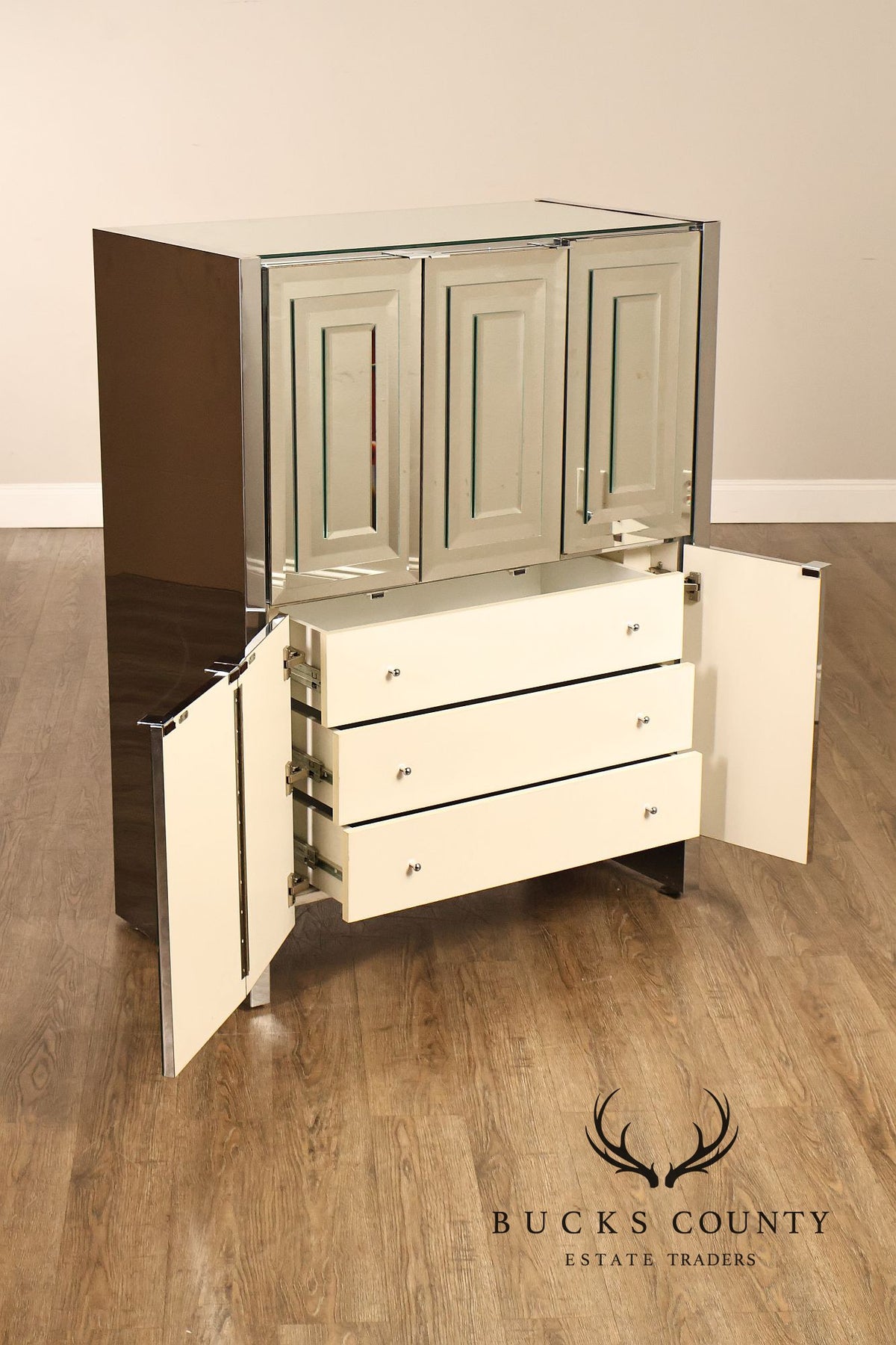 Ello Hollywood Regency Mirrored Armoire