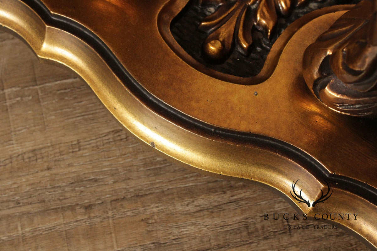 Italian Rococo Style Glass Top Giltwood Side Table
