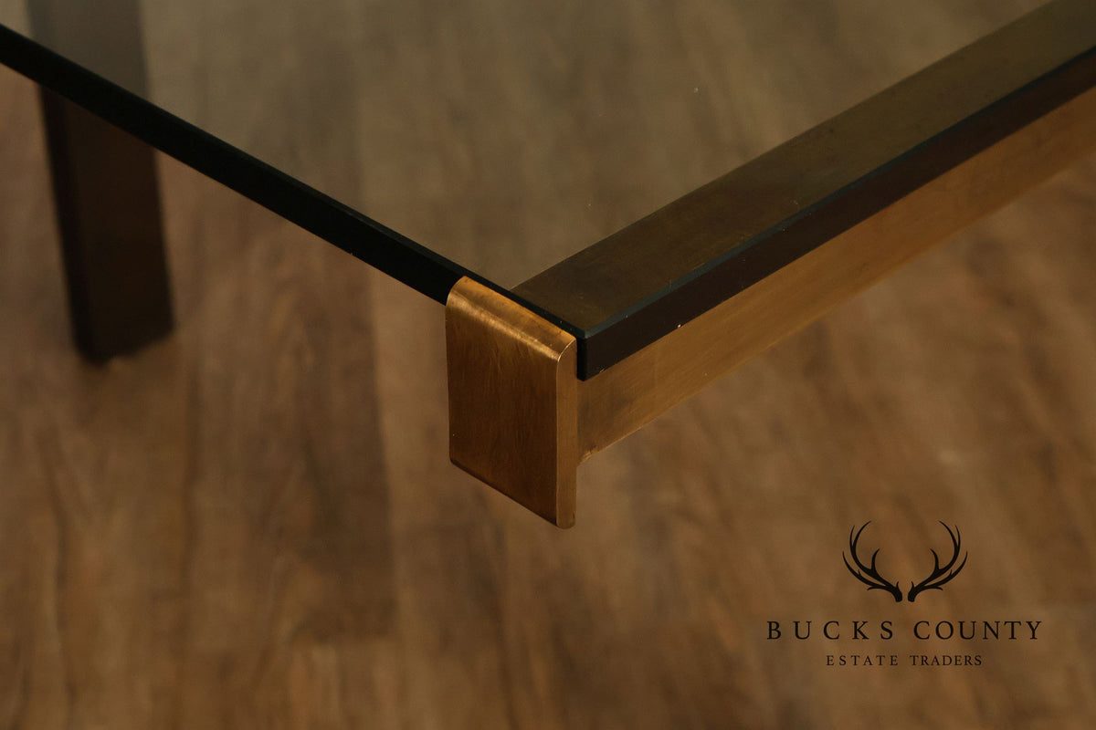 John Stuart Bronze Finish Glass Top Extendable Dining Table