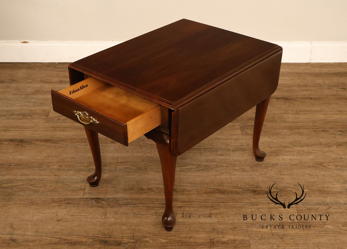 Ethan Allen Vintage Queen Anne Style Cherry Drop Leaf Side Table