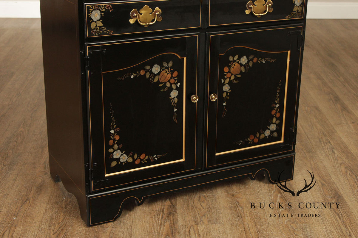 Ethan Allen Hitchcock Style Hand Painted Black Lacquer Dry Sink