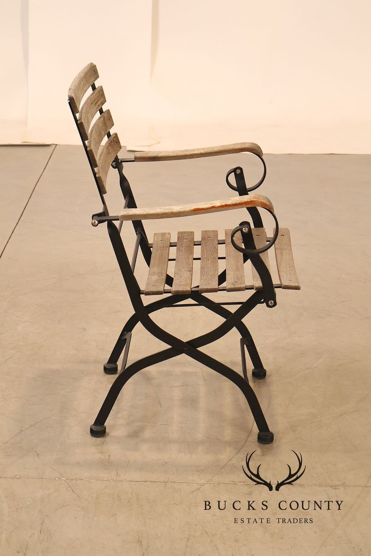 French Style Teak and Wrought Iron Five-Piece Bistro Set