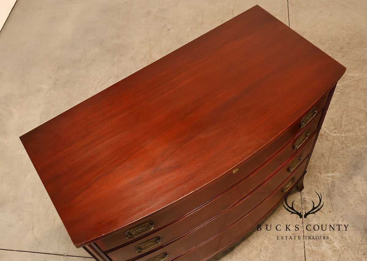 Drexel Pair Of Banded Mahogany Bow Front Bachelor Chests