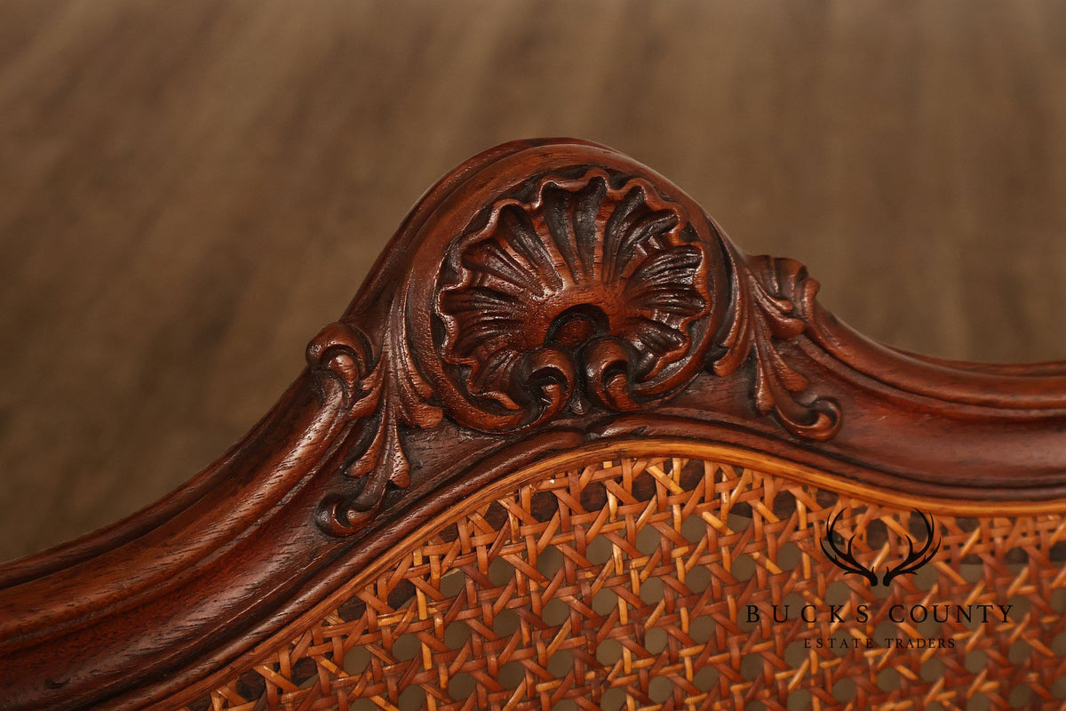 Antique Victorian Shell Carved Mahogany Caned Rocking Chair