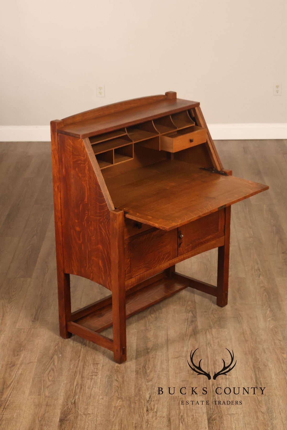 Limbert Arts And Crafts Antique Oak Slant Drop Front Writing Desk