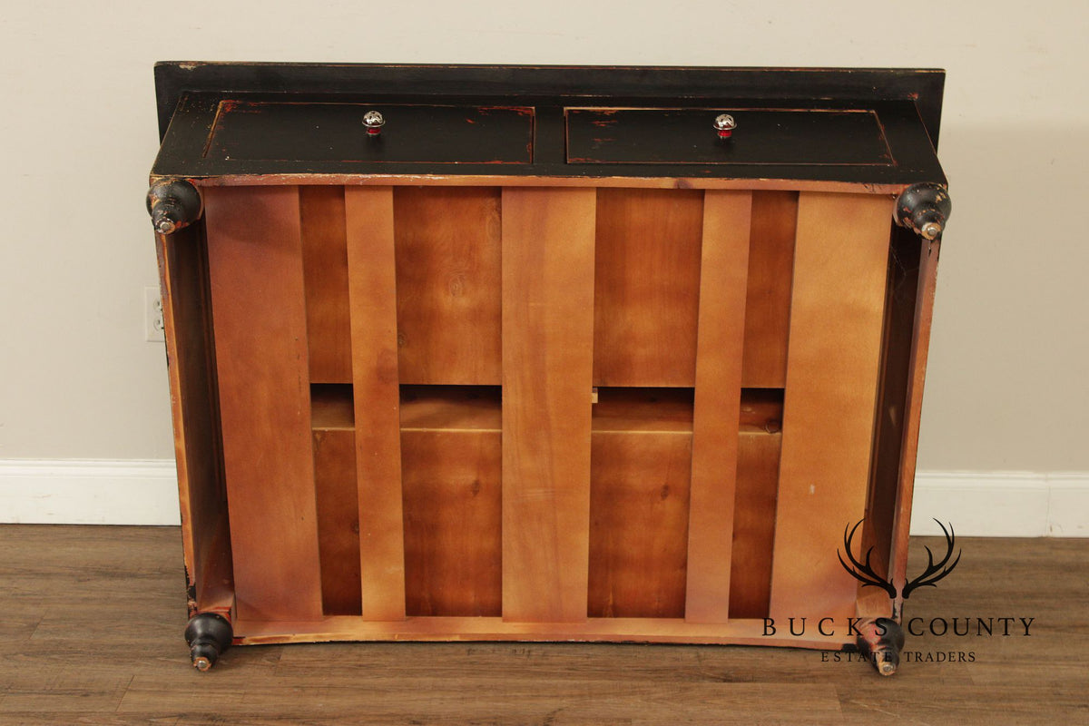 Rustic Distress Painted Storage Coffee Table