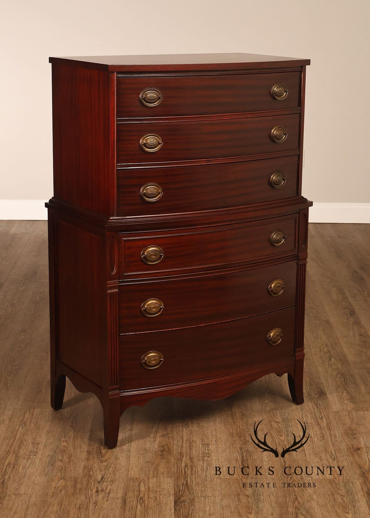 1940s Hepplewhite Style Mahogany Chest On Chest