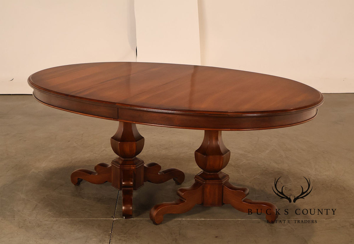 Henredon Oval Double Pedestal Extension Dining Table With Three Leaves