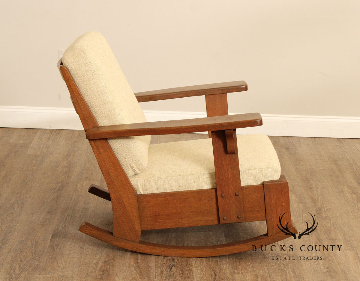 Limbert Antique Mission Oak Paddle-Arm Rocker