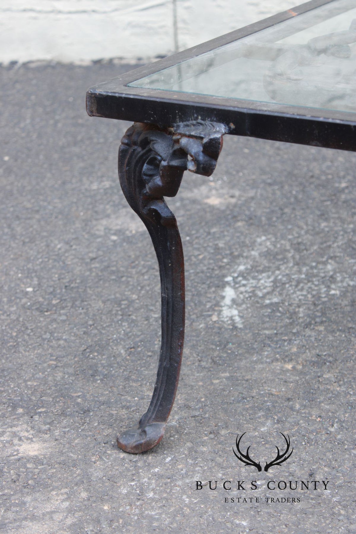 Victorian Style Glass Top Iron Coffee Table