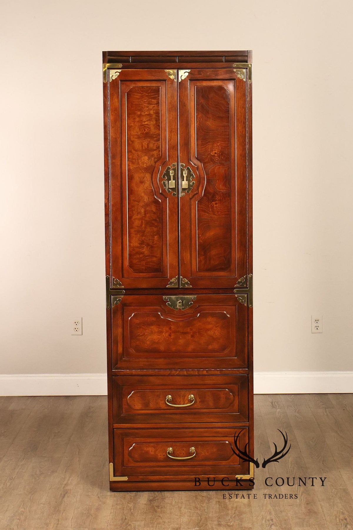 Bernhardt Pair Of Asian Campaign Style Linen Cabinets