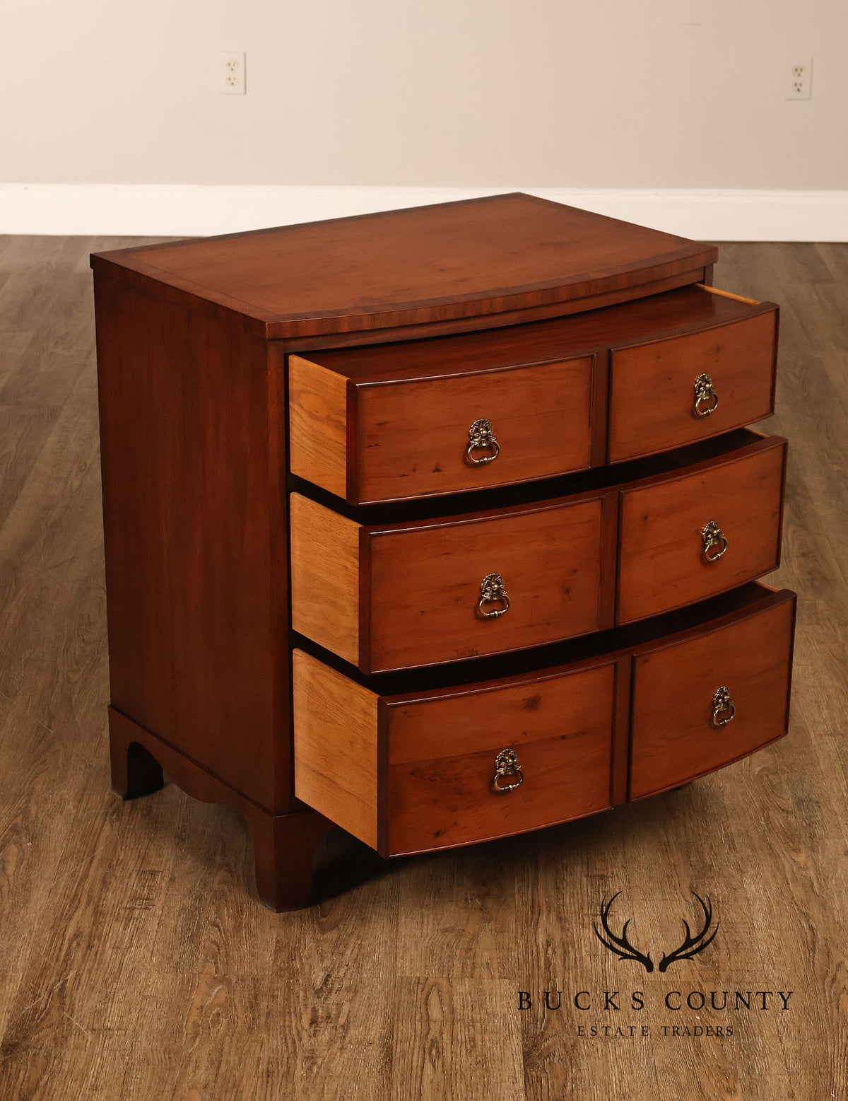 Henkel Harris Mahogany And Yew Wood Bow Front Chest Of Drawers