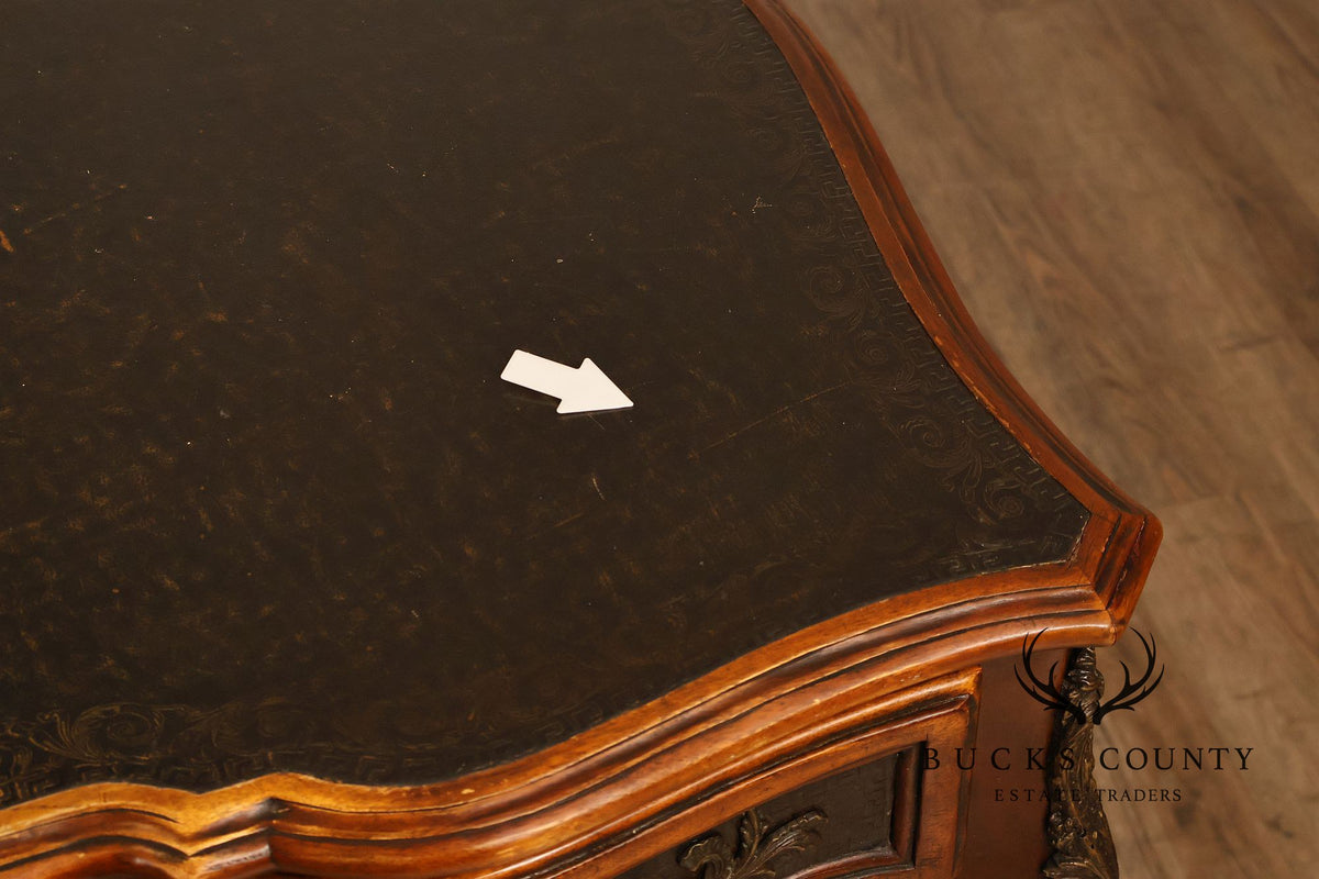 Theodore Alexander Chateau Du Vallois French Louis XV Style Walnut Leather Writing Desk