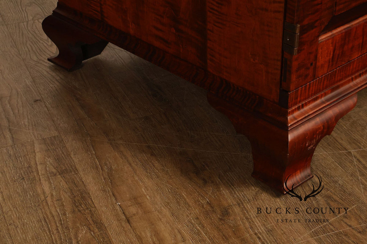 Custom Tiger Maple Two-Piece Four-Door Cabinet Armoire