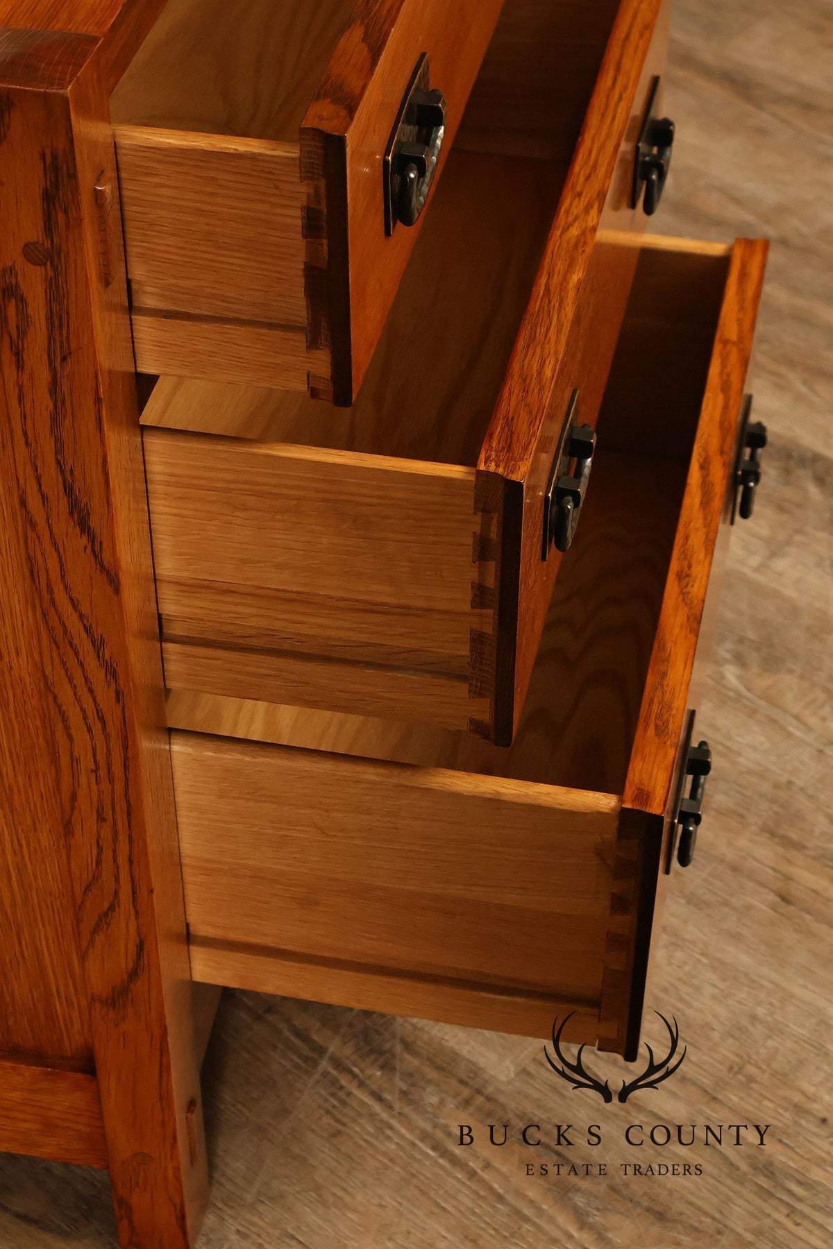 Stickley Mission Collection Pair of Oak Three-Drawer Nightstands