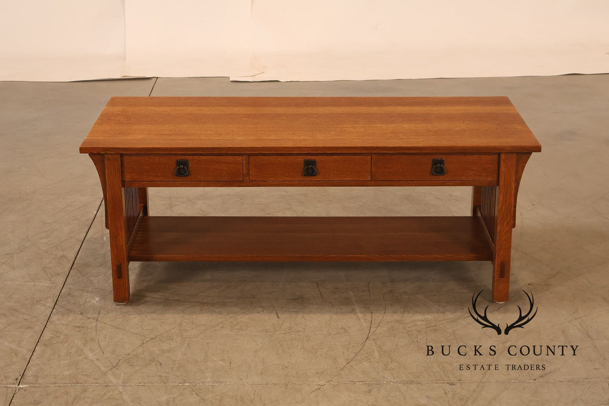 Stickley Mission Collection Oak Coffee Table With Drawers