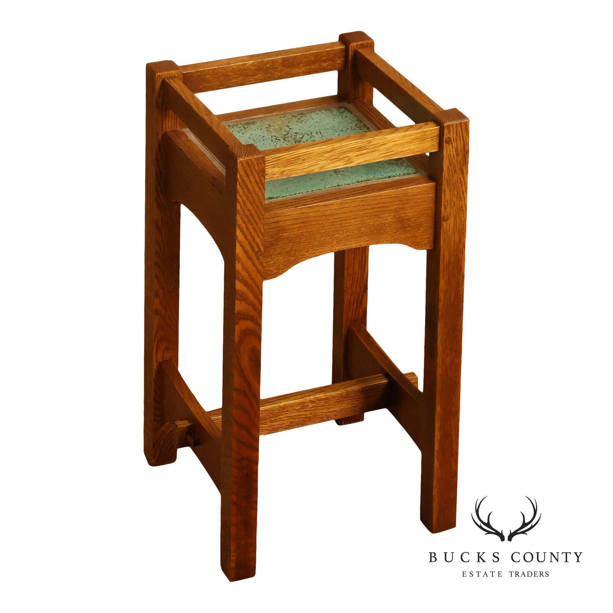 Stickley Mission Collection Oak Tile Top Plant Stand