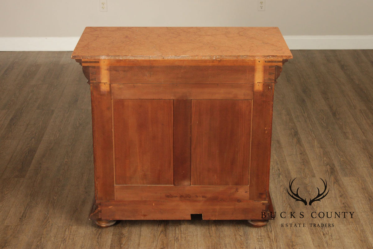 Antique German Renaissance Revival Carved Oak Marble Top Cabinet