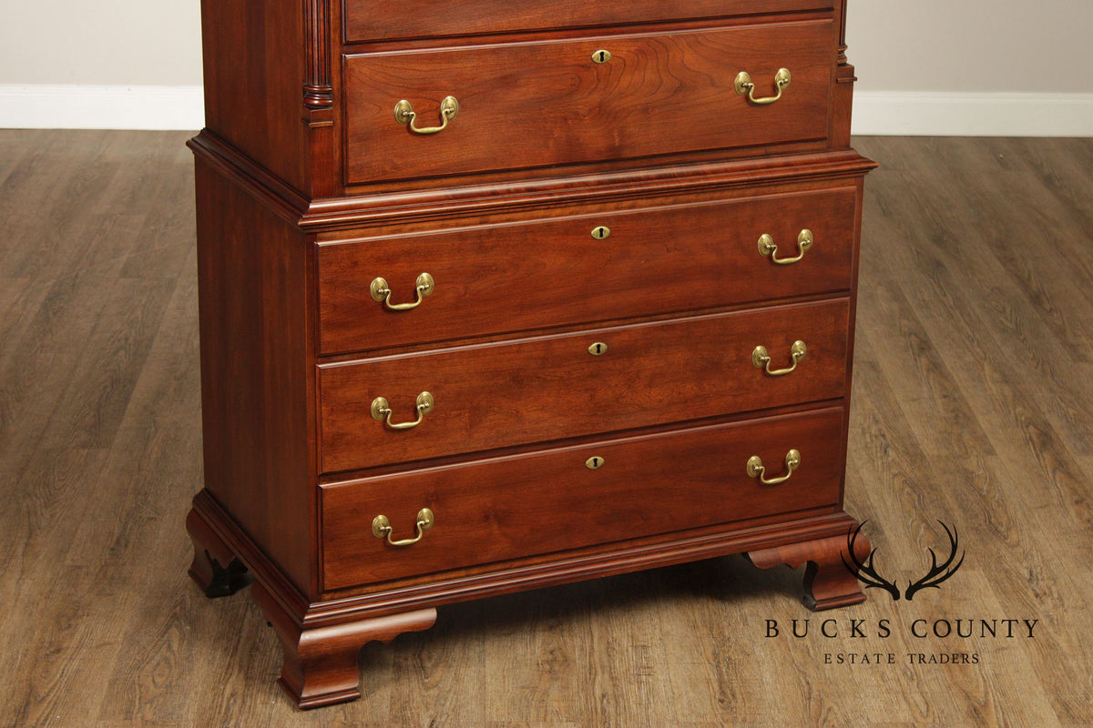 Statton Chippendale Style Cherry Tall Chest On Chest