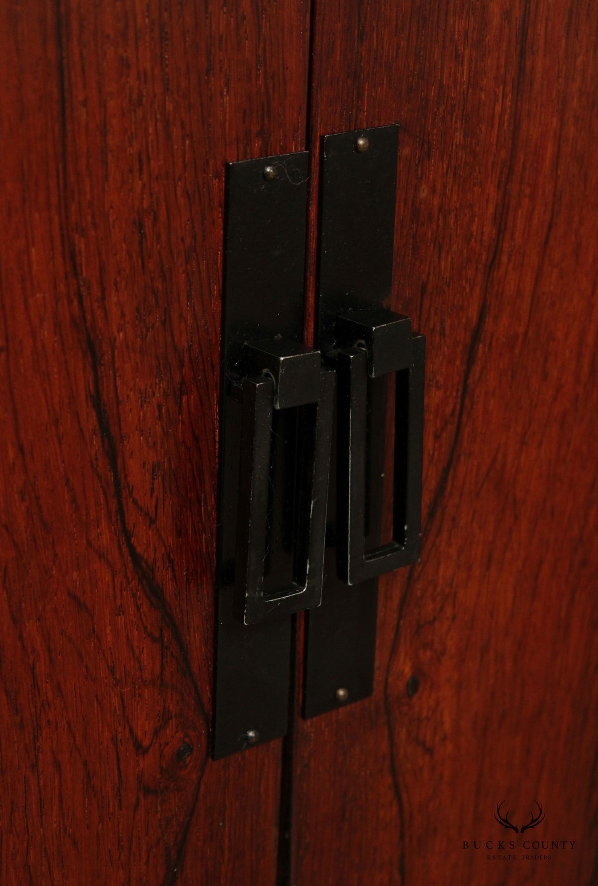 Mid Century Campaign Style Two-Door Rosewood Cabinet