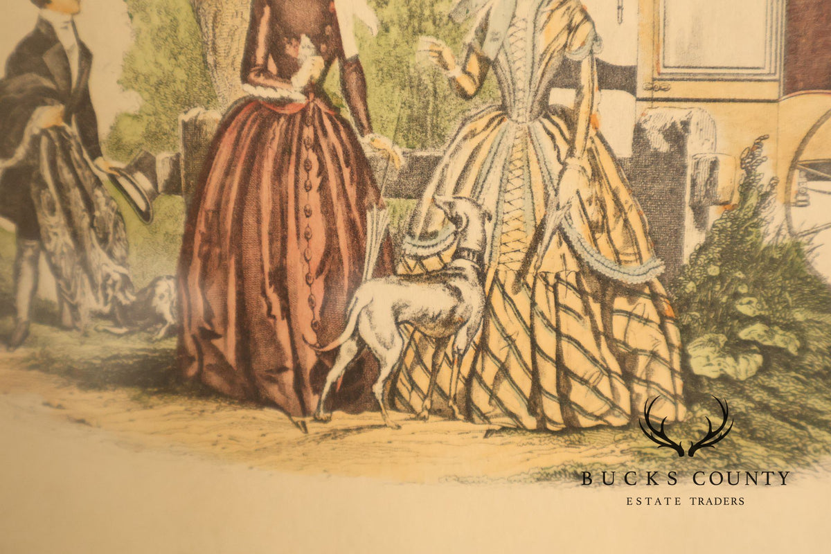 Antique Framed Print, 'Godey's Americanized Paris Fashions, 1847'