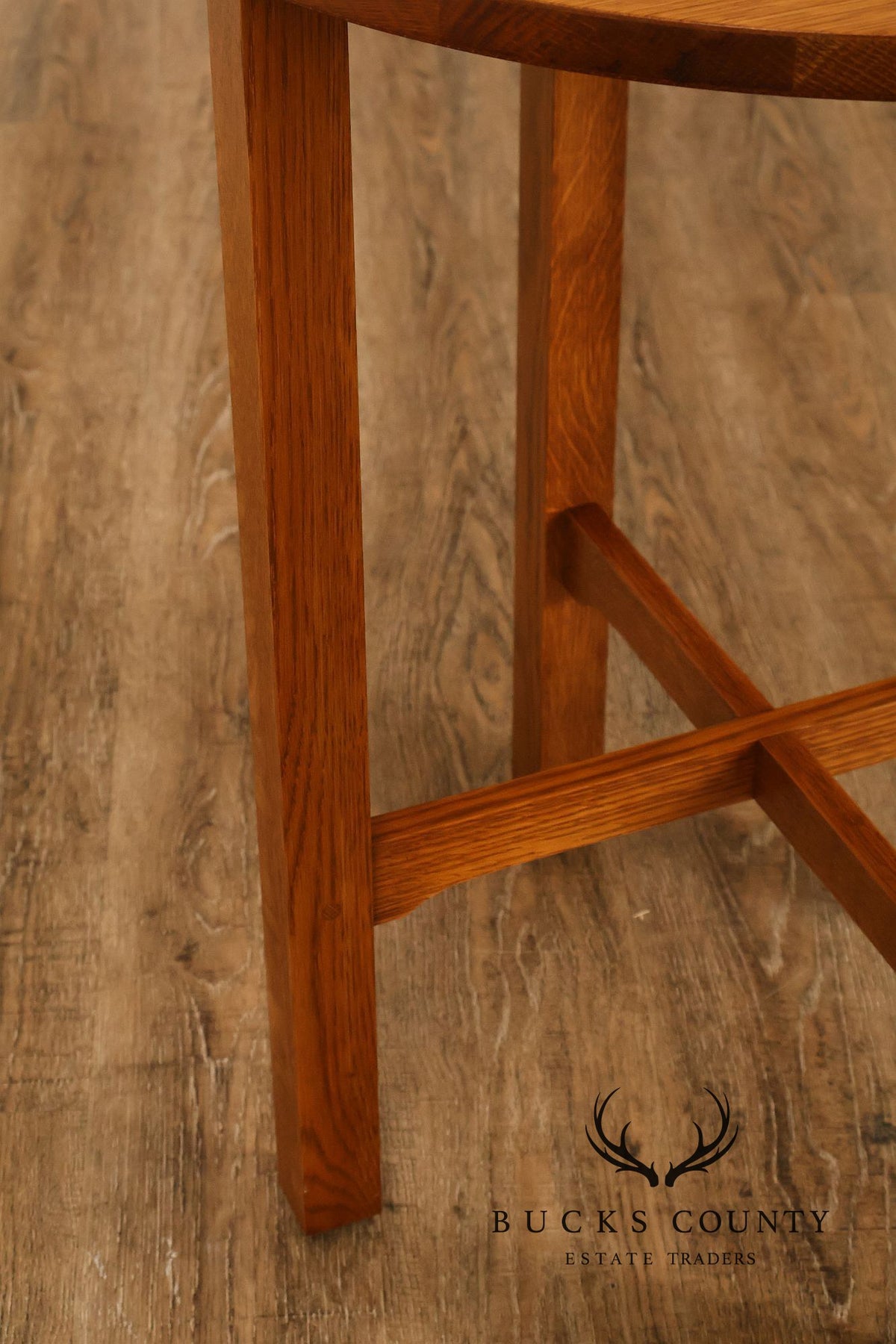 Stickley Mission Ellis Inlaid Round Oak Side Table