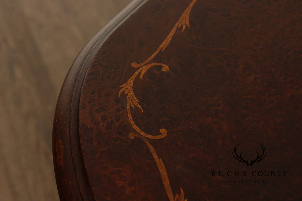 Louis XV Style Inlaid Burl Walnut Extendable Dining Table