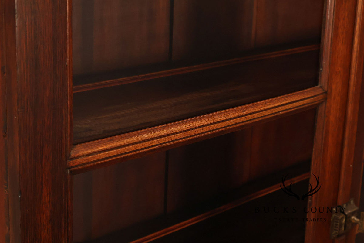 Antique Victorian Two-Door Bookcase Display Cabinet