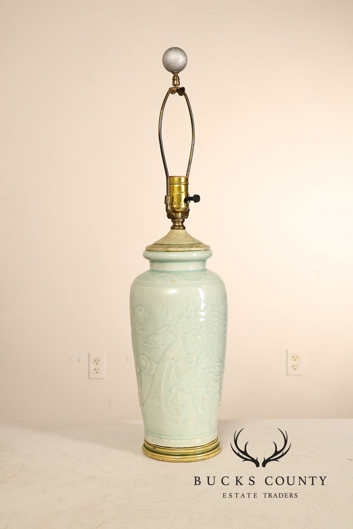 Asian Style Celadon Green Ceramic Table Lamp