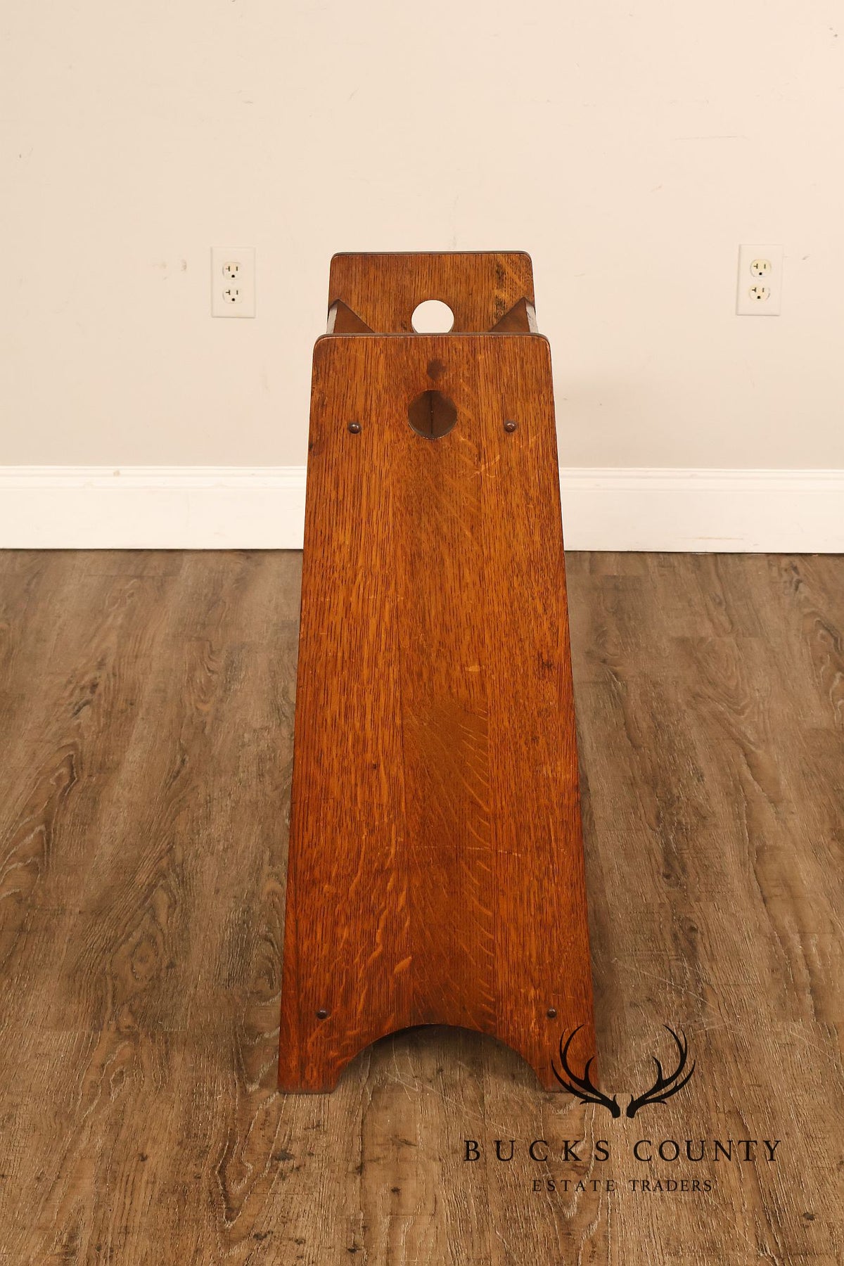 Antique Arts And Crafts Book Trough Magazine Stand