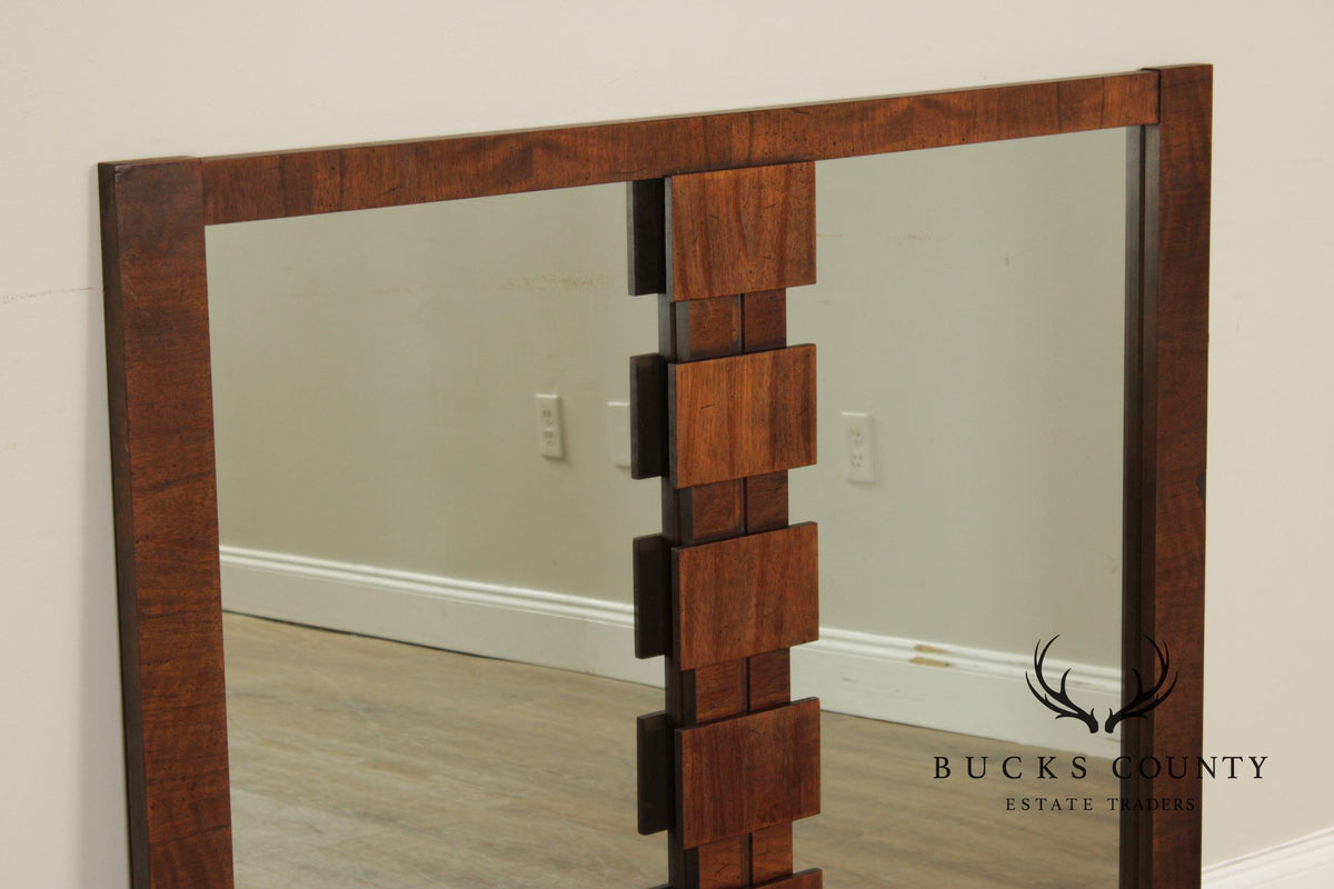 Lane 'Staccato' Brutalist Walnut Wall Mirror