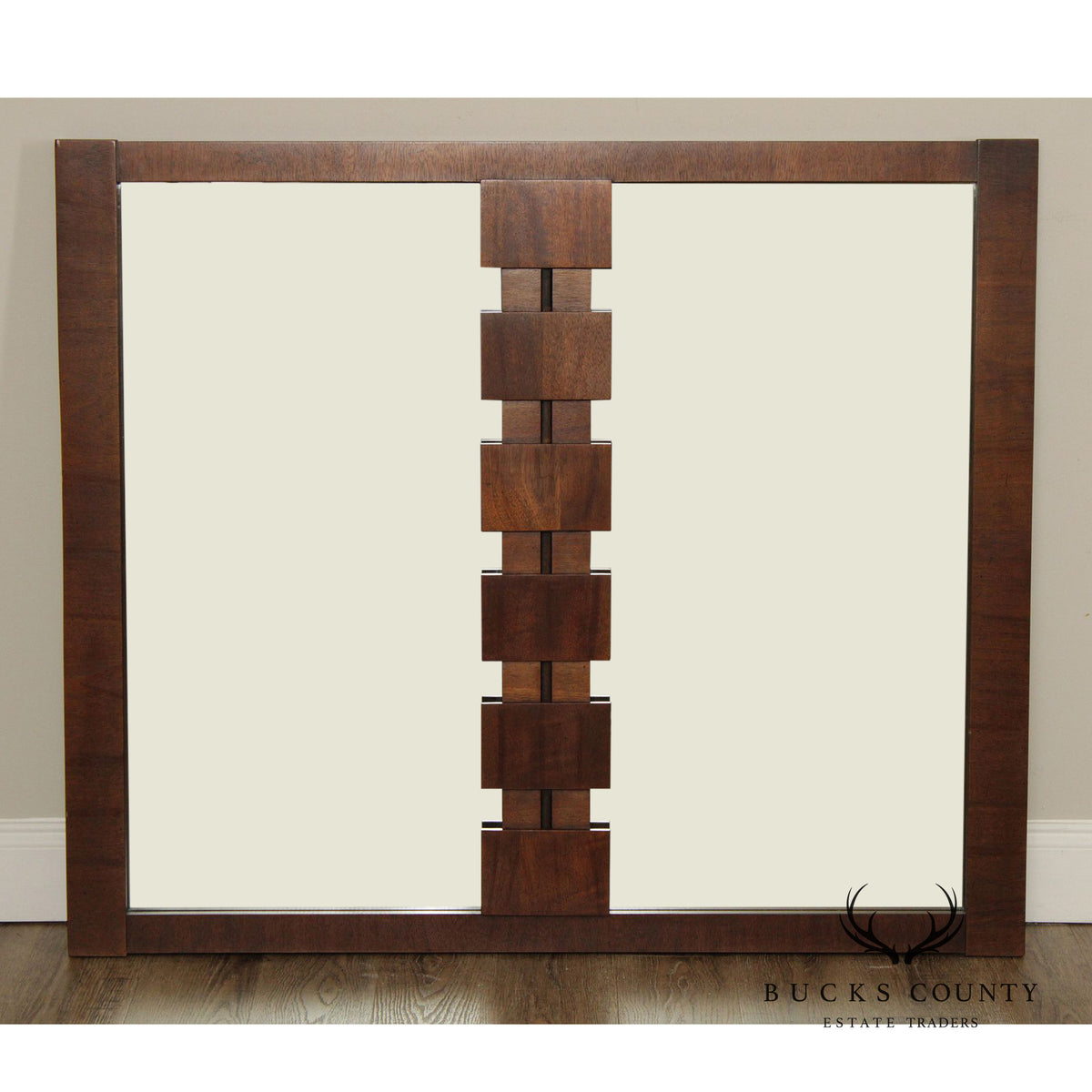 Lane 'Staccato' Brutalist Walnut Wall Mirror