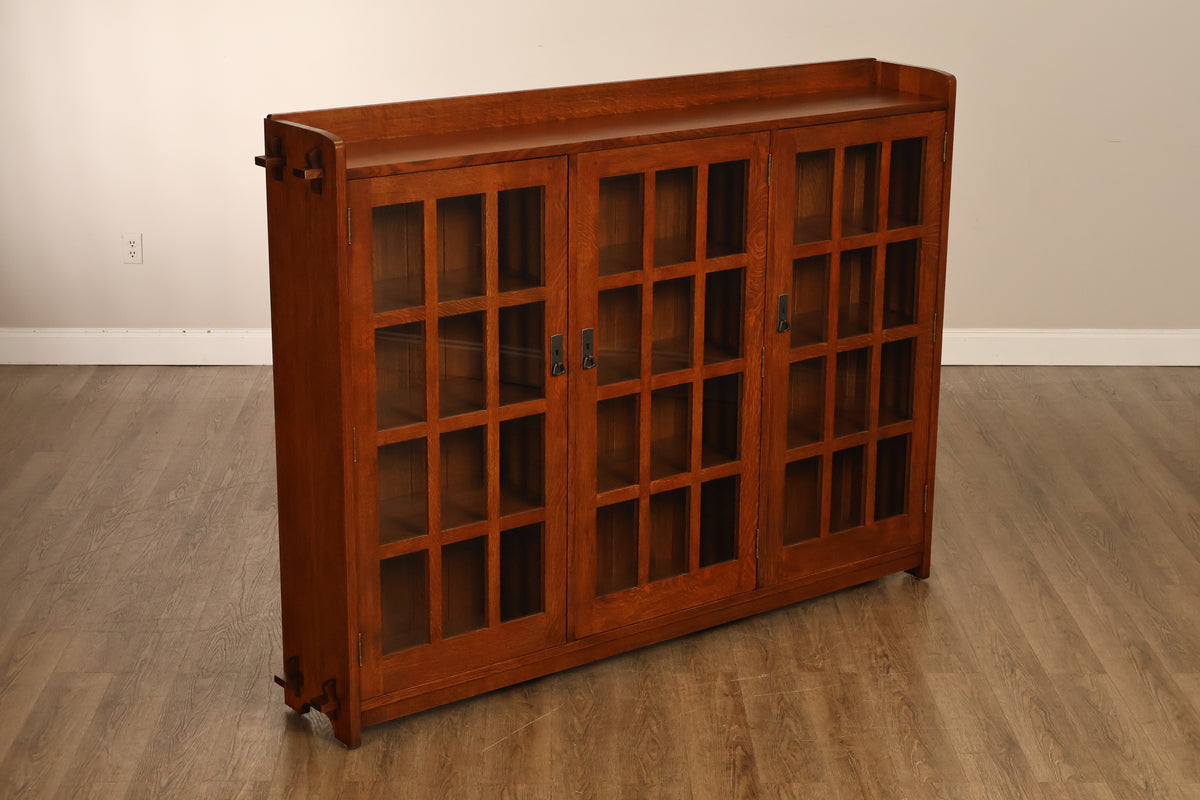 Stickley Mission Collection Oak Three-Door Bookcase