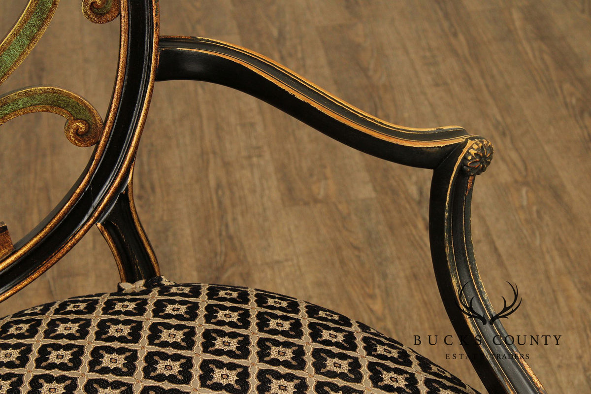 David Michael Louis XVI Style Set of Four Painted Armchairs