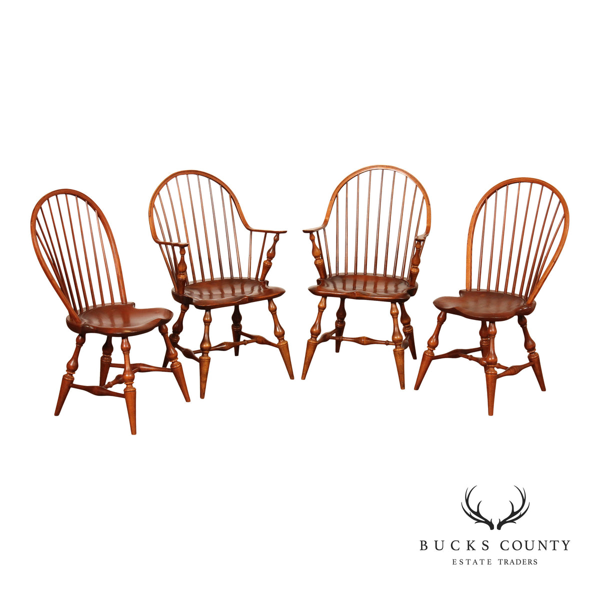 D.R. Dimes Set of Four Bowback Windsor Dining Chairs