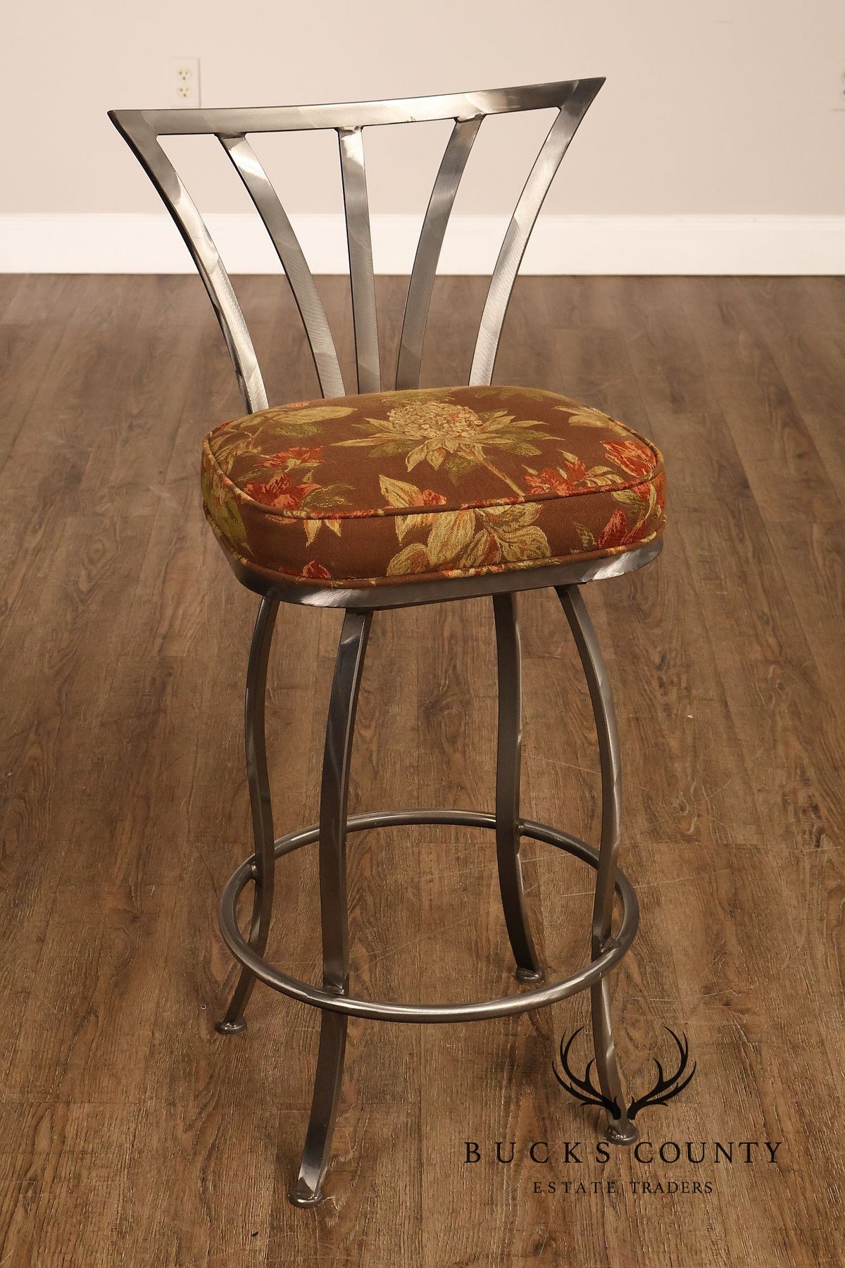 Shaver Howard Contemporary Set Of Three Brushed Steel Swivel Bar Stools