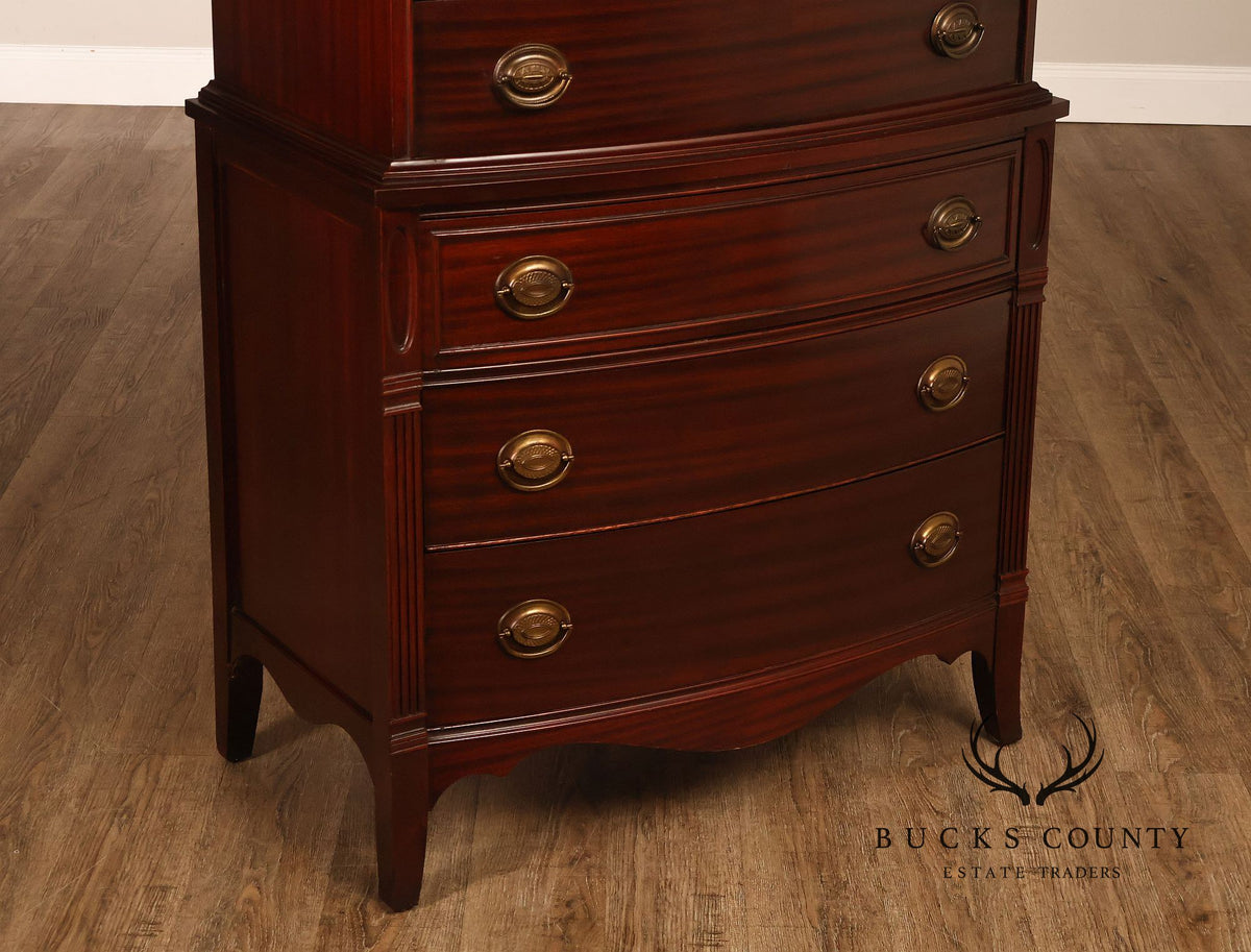 1940s Hepplewhite Style Mahogany Chest On Chest