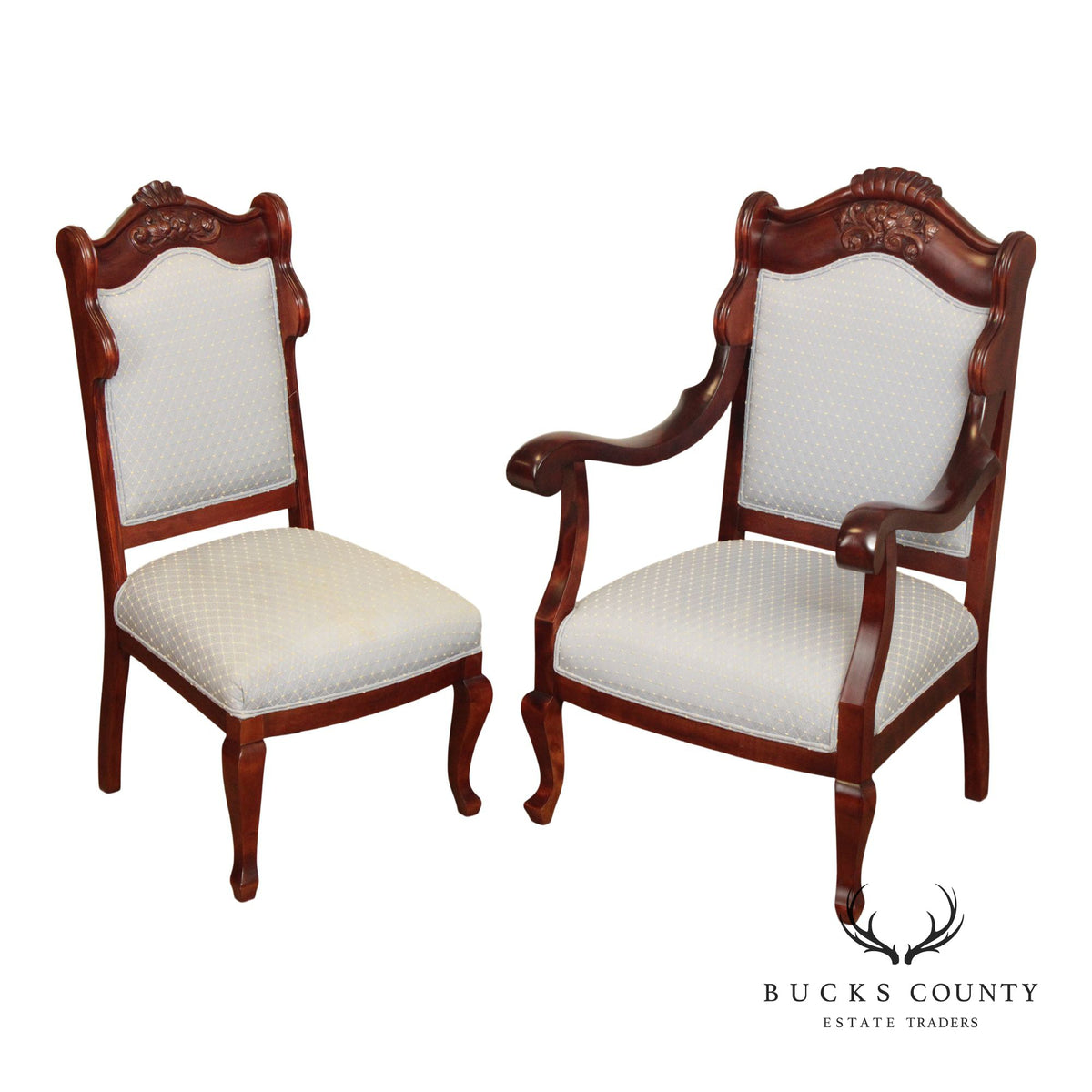 Antique Victorian Mahogany Set Of Two Parlor Chairs