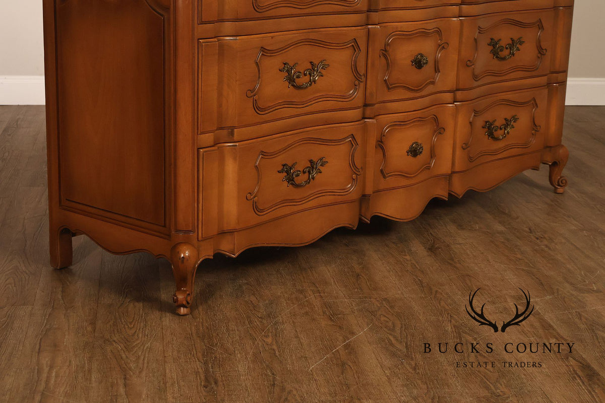 French Provincial Style Marble Top Nine Drawer Dresser