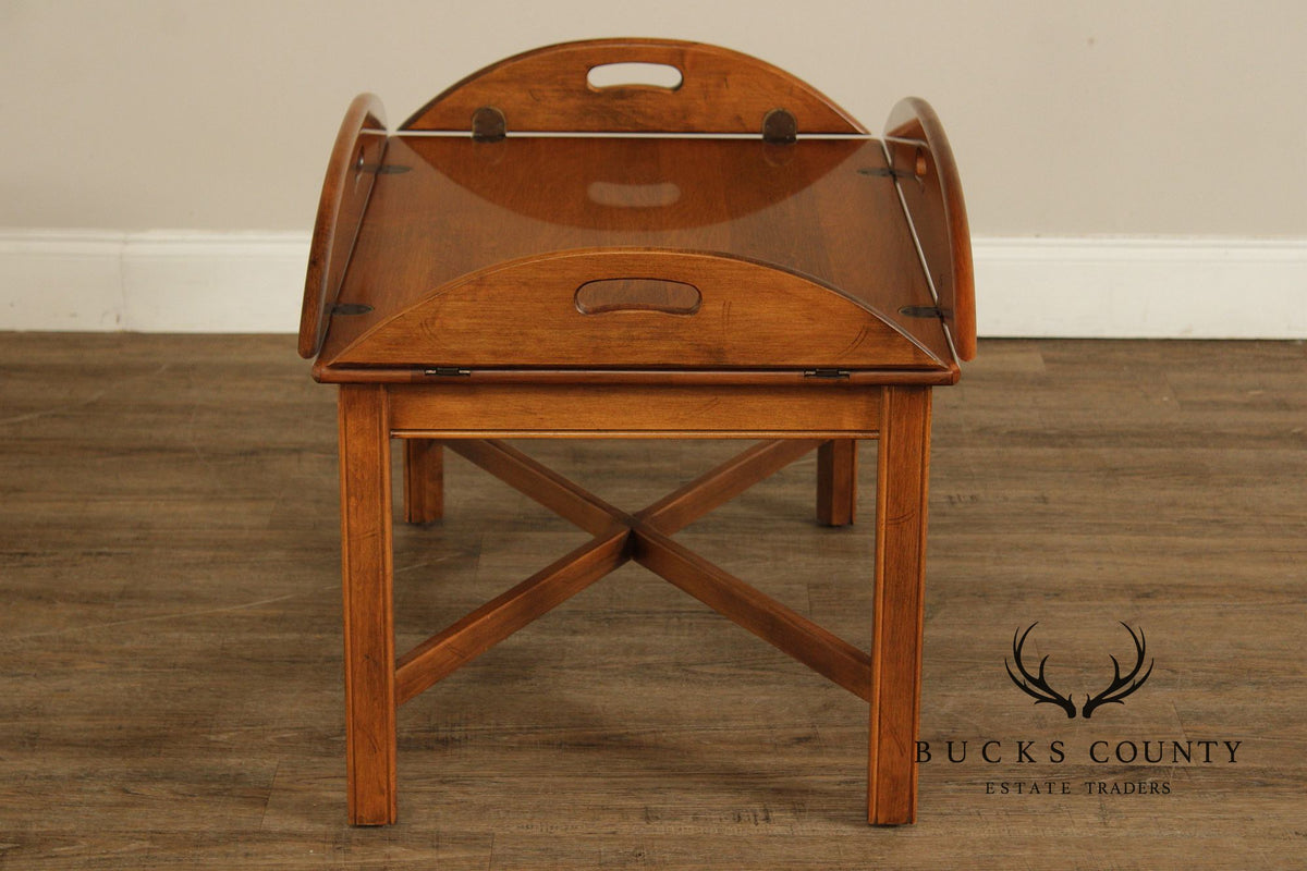 Ethan Allen 1776 Collection Chippendale Style Maple Butler’s Tray Coffee Table