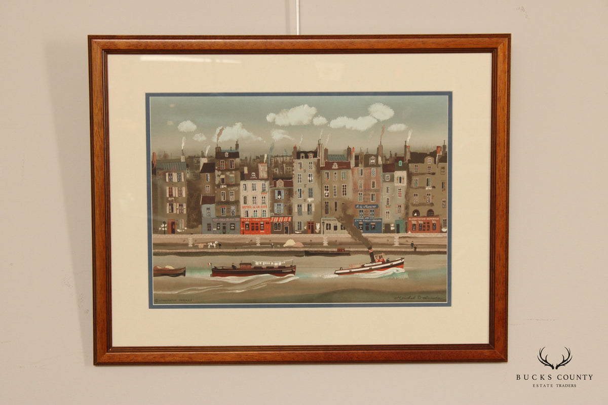 Michel Delacroix 'Le Remorqueur' Framed Colored Lithograph