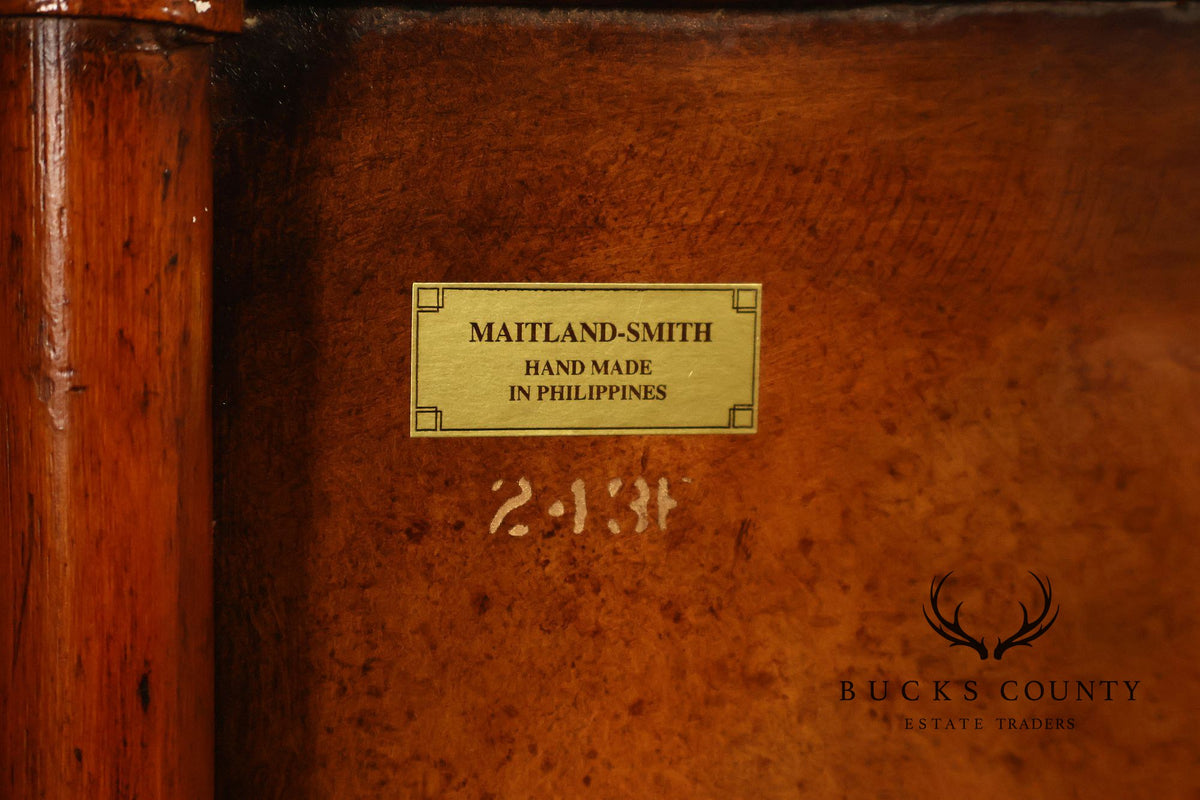 Maitland Smith Campaign Style Bowfront Rattan Chest