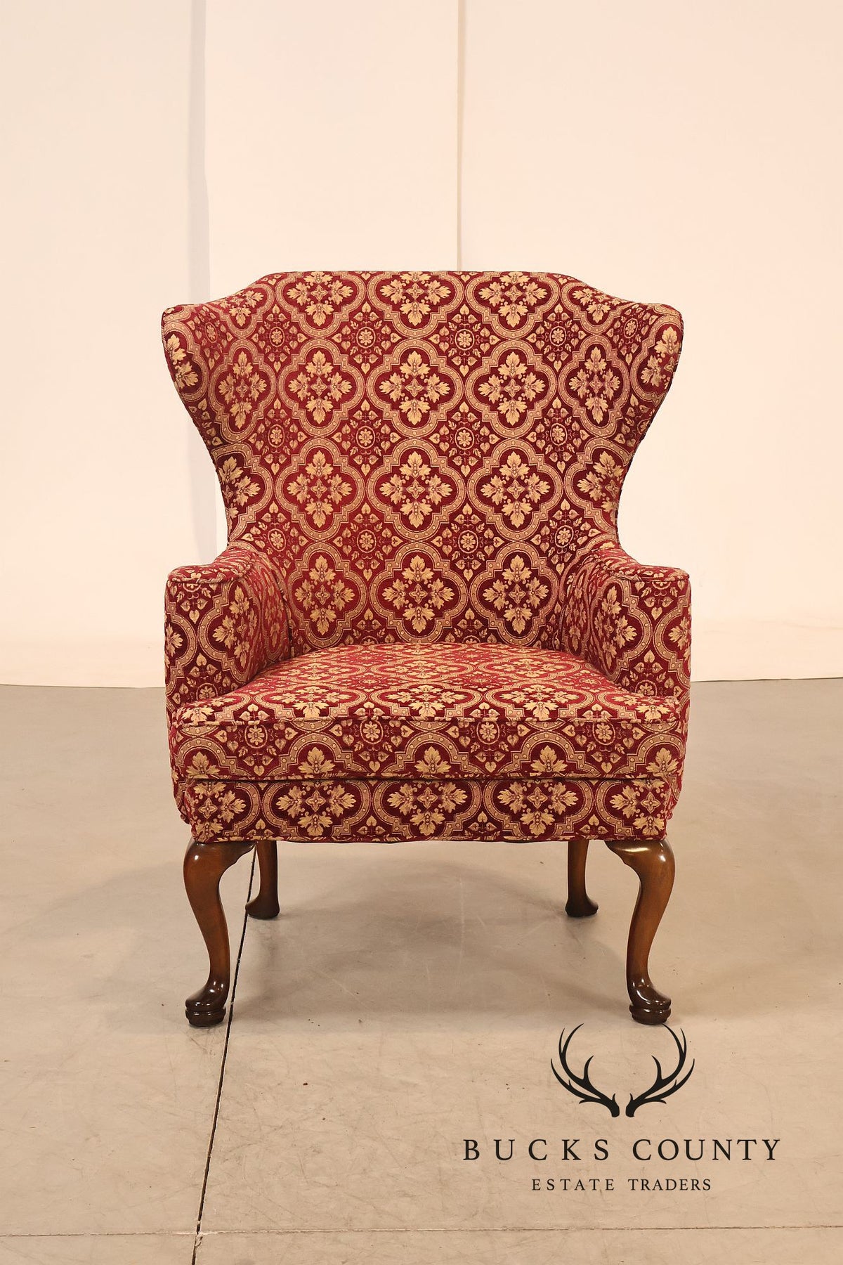 Smith & Watson Queen Anne Style Pair of Wing Chairs