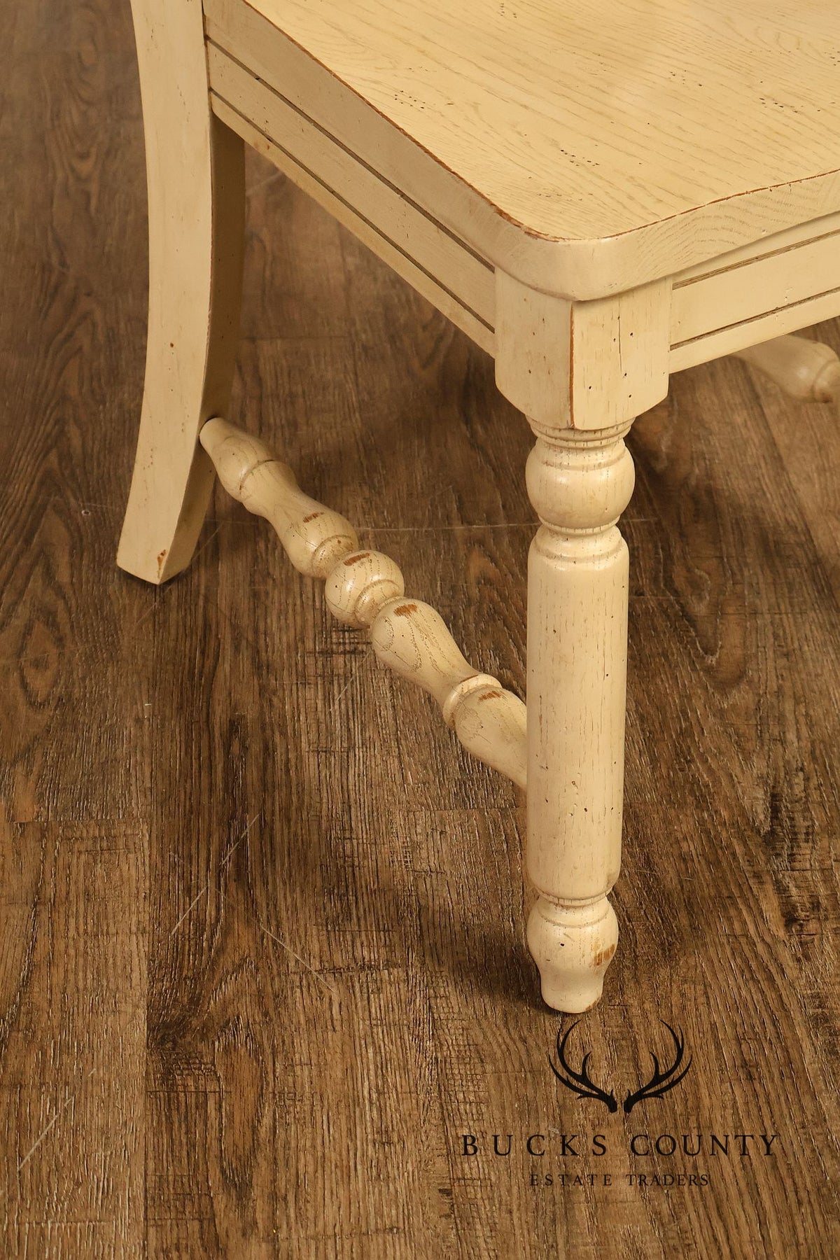 French Country Style Set Of Four Painted Oak Dining Chairs