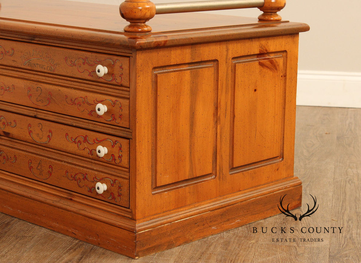 Sugar Hill Furniture Farmhouse Printers Cabinet Style Pine Coffee Table With Drawers