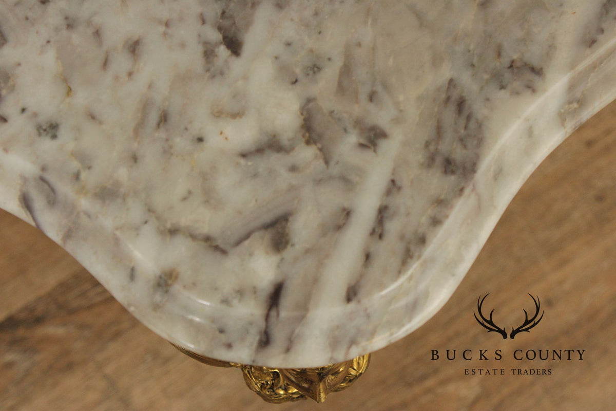 Italian Rococo Gilt Metal Marble Top Accent Table