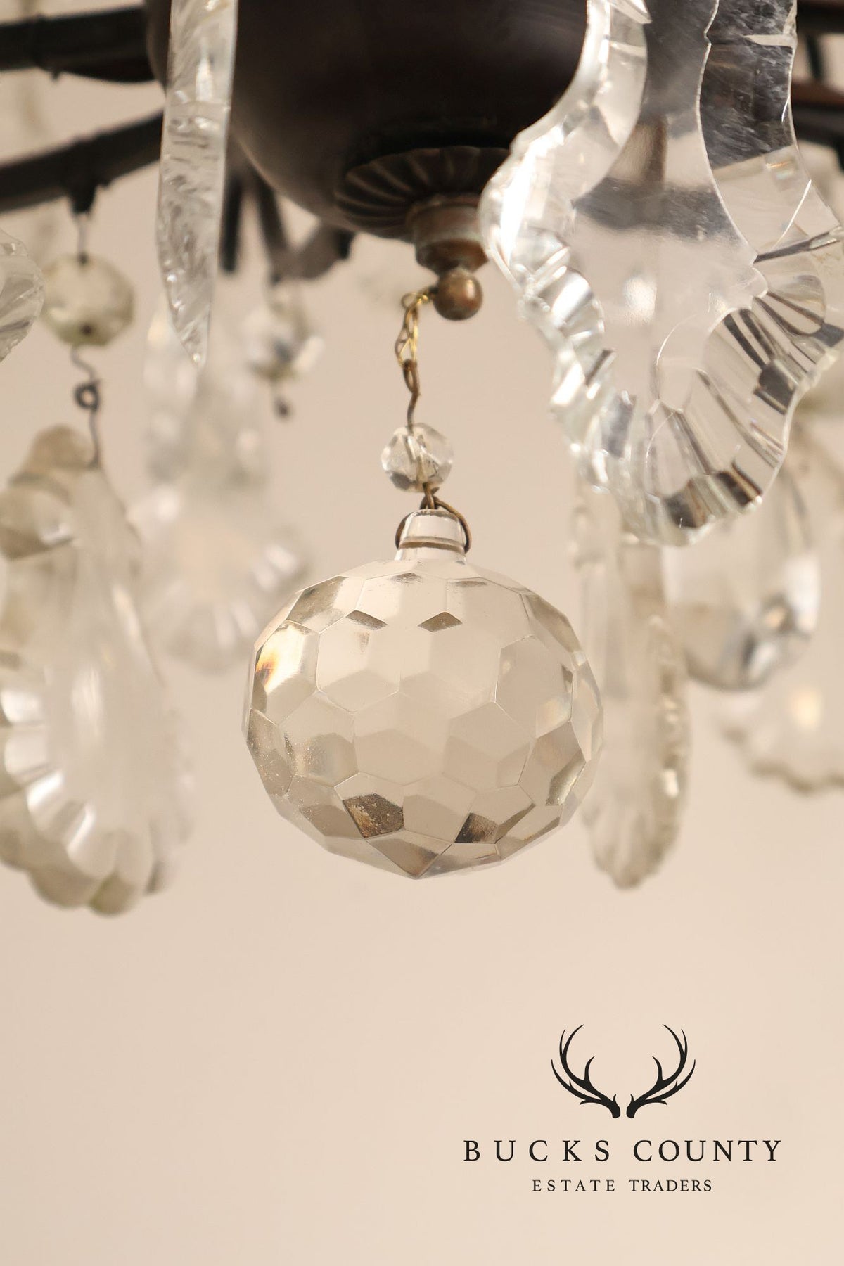 French Louis XV Style Crystal And Wrought Iron Eight Light Chandelier