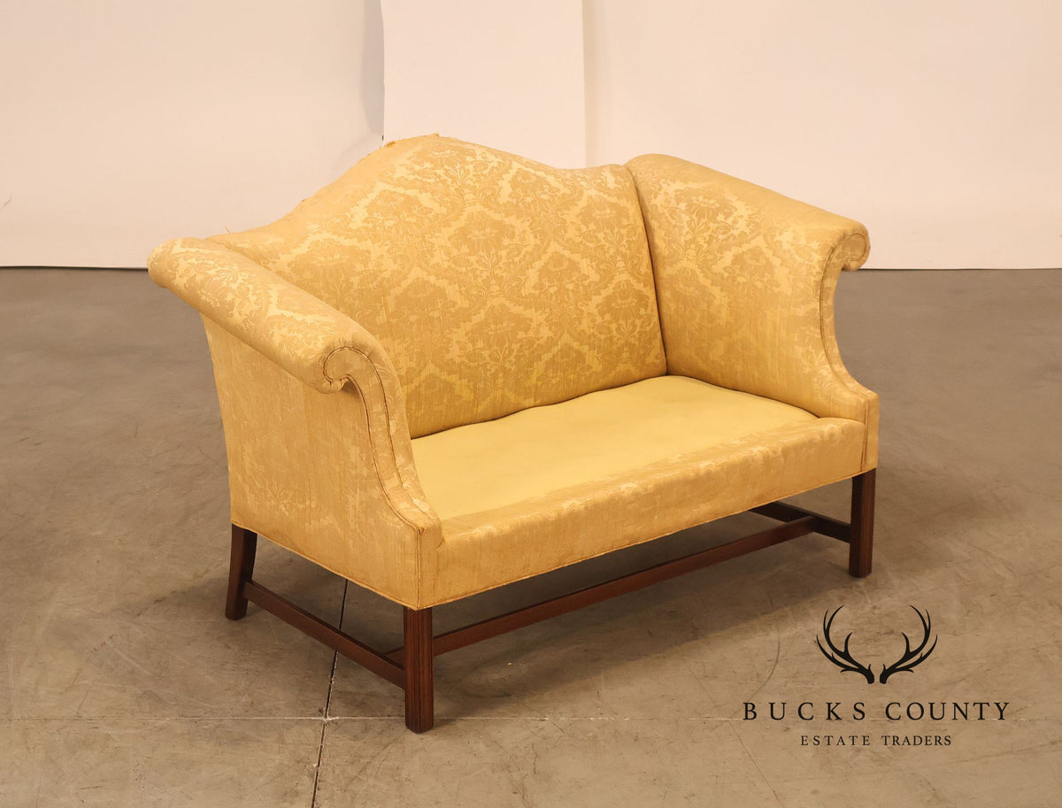 Chippendale Style Vintage Camelback Mahogany Loveseat Frame
