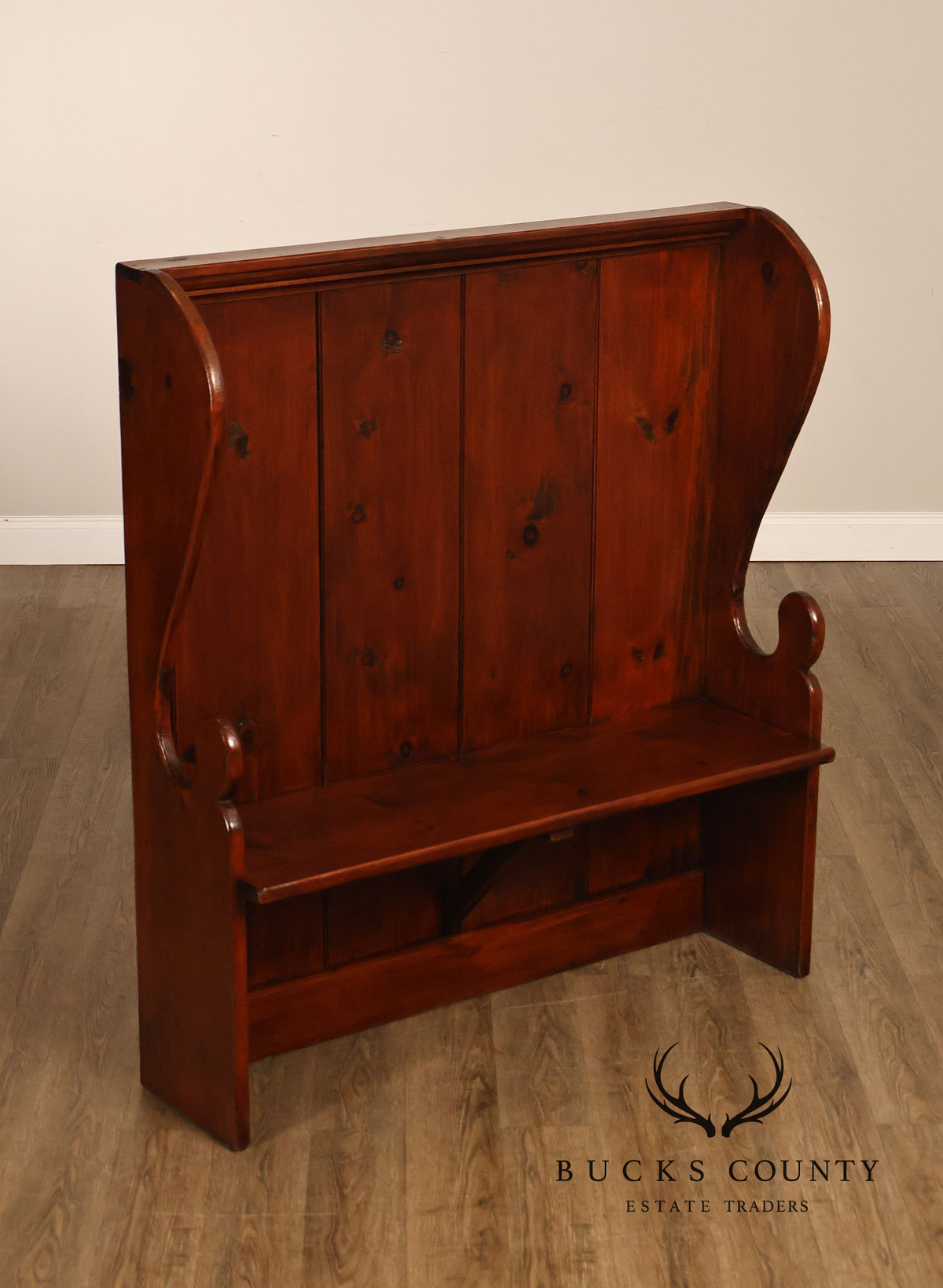 Primitive Style Custom Pine High Back Bench